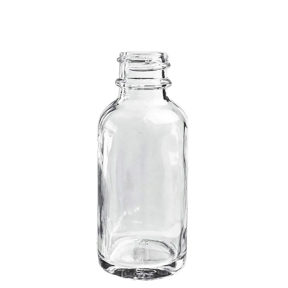 1 oz. Clear Boston Round with Black Glass Dropper (20/400) (V7) (V8)
