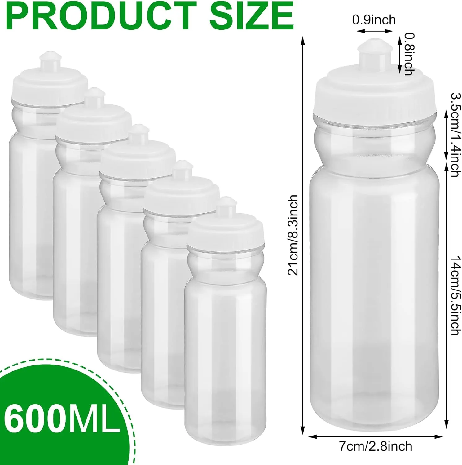 100 Pack Sports Water Bottle Bulk 20 oz Reusable Plastic Water Bottles with Pull Top Cap Dishwasher Safe Drinking Bottles for Adults Kids Fitness, Hiking, Cycling, or Gym Workout