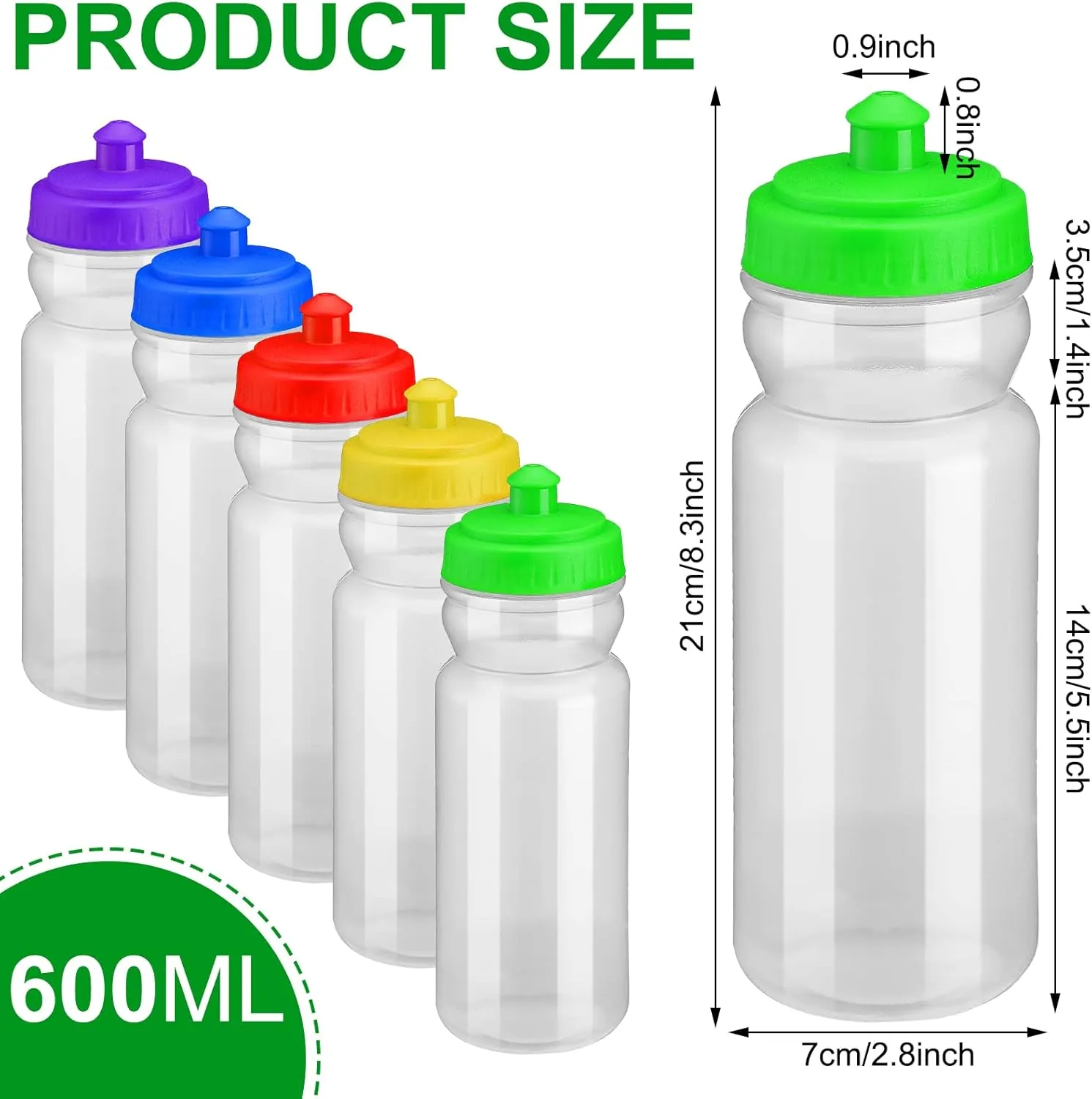 100 Pack Sports Water Bottle Bulk 20 oz Reusable Plastic Water Bottles with Pull Top Cap Dishwasher Safe Drinking Bottles for Adults Kids Fitness, Hiking, Cycling, or Gym Workout