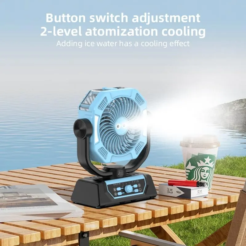 10000mah Rechargeable Camping Fan with LED Lantern, USB Silent Clip On Fan Desk Fan with Remote Control and LED Light, 4 Speeds Shakes Head,Orange,10000 mAh