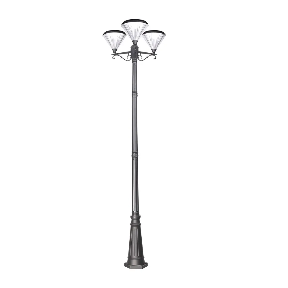 102.4-Inch Black Outdoor Three-Head Lamp Post Light