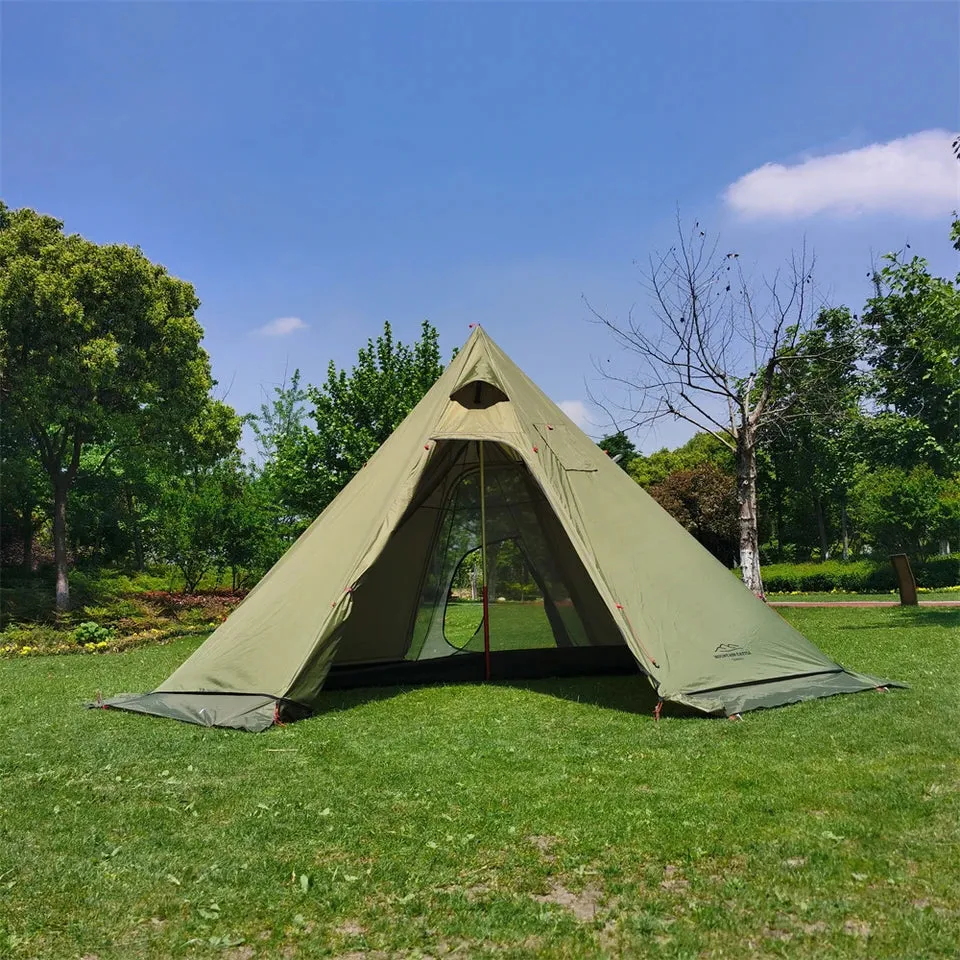 10.5 x 5.2 Outdoor Camping Tent Stove Jack Teepee Windproof Waterproof Rip-Resistant Easy Carry for Family Hiking Backpacking