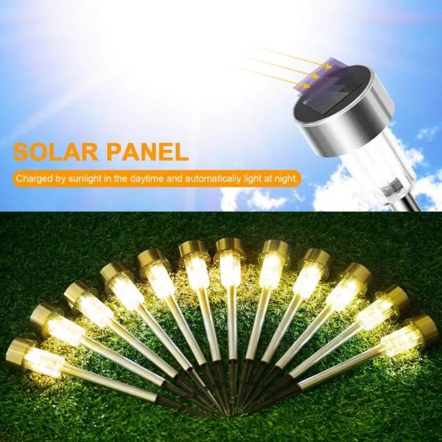 10Pcs Solar Garden Light Outdoor Solar Power Lantern Waterpoof Landscape Decoration Lighting
