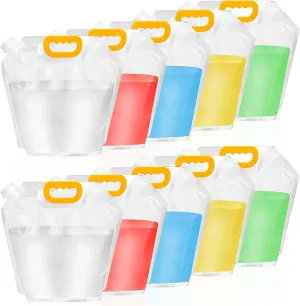 12 Pack Collapsible Water Container Bag 1.3 Gallon Emergency Foldable Water Container BPA Free Food Grade Plastic Storage Jug Freezable Water Bottle for Camping Hiking Riding Backpack
