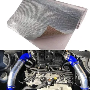 12'' X 48''Aluminized Heat Shield Mat Thermal Barrier Adhesive Backed Heat Blanket, Fiberglass Insulation Reflective Material High Temp Protection