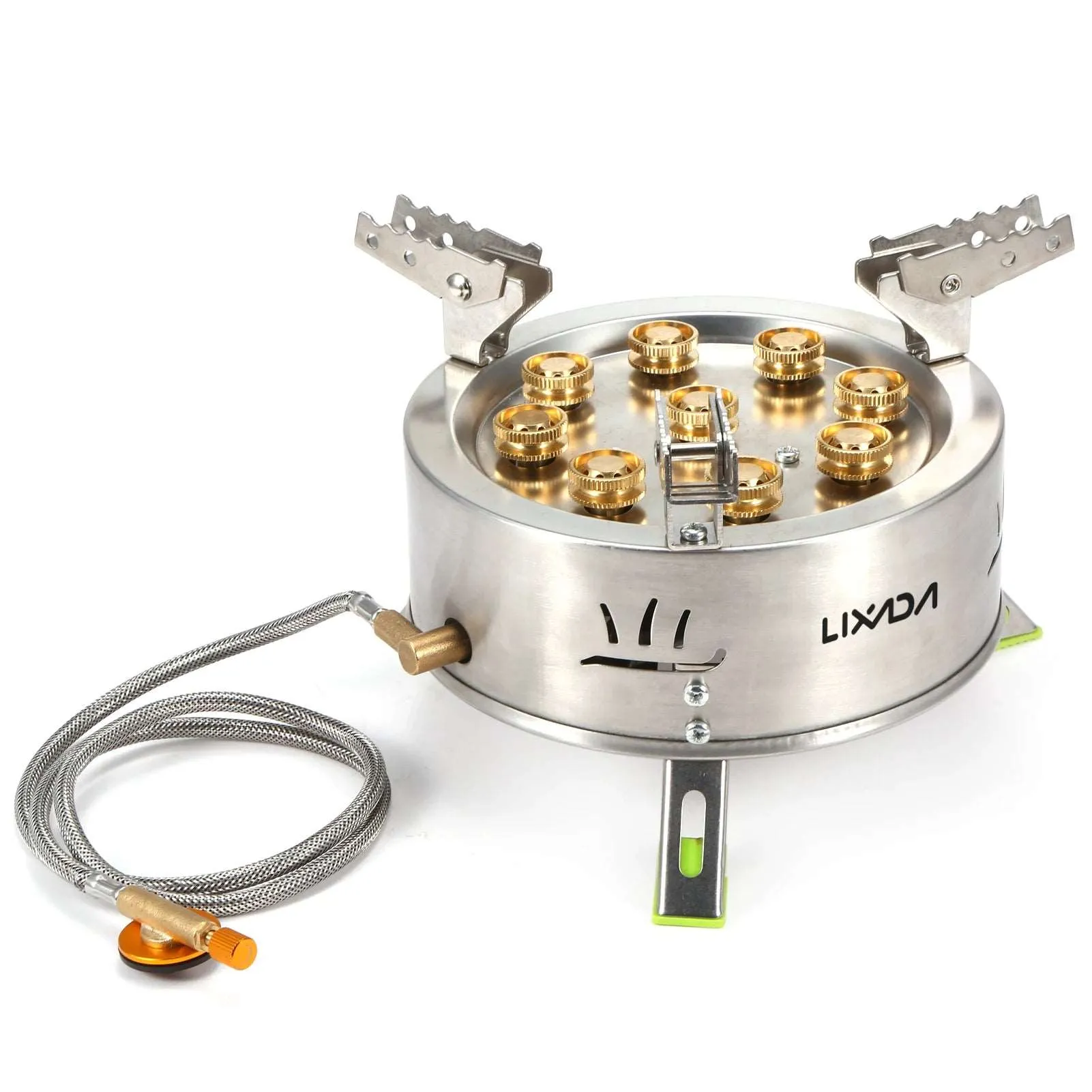 12800W 9-Head Outdoor Stove Self-Driving Tour Stainless Steel Folding 9 Hole Fire Brimstone Stove Gas Burner Camping Burner 9성버너