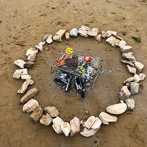 17" Large Folding Campfire Grill, 304 Stainless Steel Firepit Grill Grate