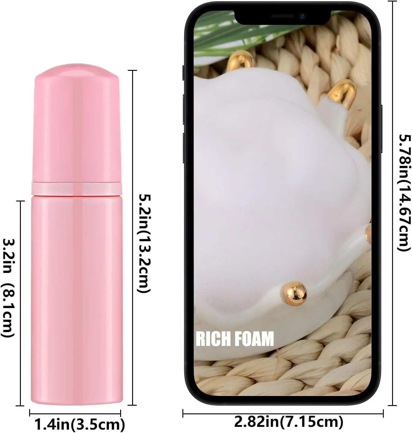 2 Oz Foam Soap Bottle Empty Travel Foaming Dispenser for Hand Soap,Lash Shampoo,Body Wash(12 PCS, Pink)