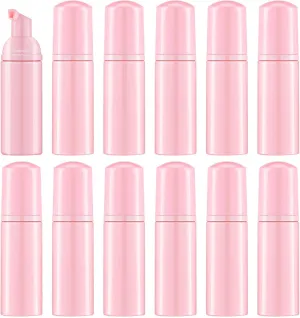 2 Oz Foam Soap Bottle Empty Travel Foaming Dispenser for Hand Soap,Lash Shampoo,Body Wash(12 PCS, Pink)