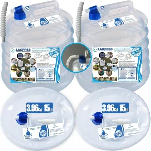 2 Pack - 2.64/3.96 Gallon Premium Collapsible Water Containers: Large Capacity Food - Grade LDPE, BPA - Free, ultimate for Camping & Hiking. with a Patented Leak - Proof Faucet Design