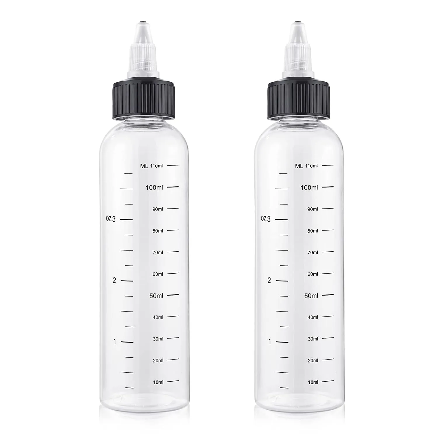 2 Pack Applicator Bottle for Hair, 8.5 Ounce Hair Oil Applicator Plastic Squeeze Bottle Root Hair Dye Bottle Twist-On Top Tip Cap with Clear Graduated Scale
