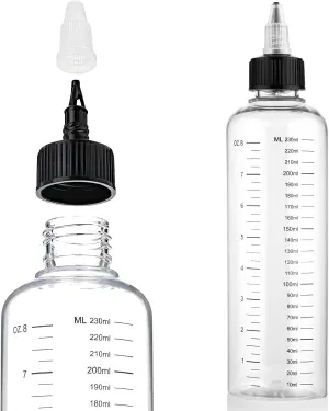 2 Pack Applicator Bottle for Hair 8.5Oz Soft Squeeze Empty Oil Dispenser Hair Color Applicator Root Hair Dye PET Plastic Refillable Bottles for Salon Sylist with Graduated Scale and Twist Top