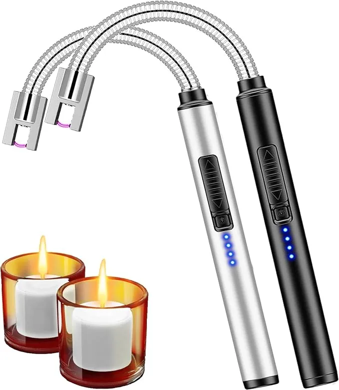 2 Pack Candle Lighters, USB Rechargeable Arc Lighter Long Flameless Plasma Windproof Lighter for Camping Grill Party Home
