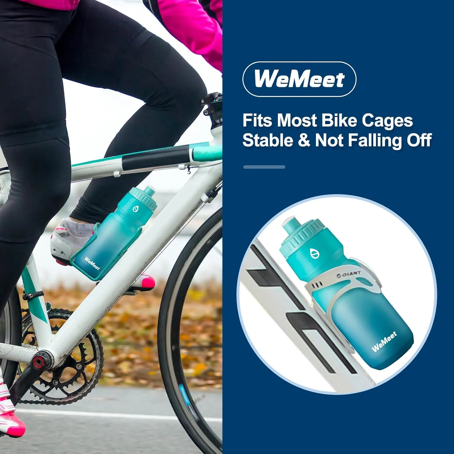 2-Pack Cycling & Sports Water Bottle, BPA Free, Bicycle Squeeze Water Bottle, Mountain Bike Water Bottle with Capacity Scale, for Cycling, Fitness, Camping, Hiking (Green Blue, 24oz)