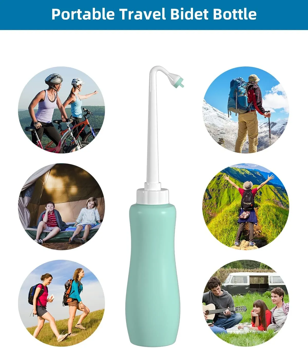 2 Pack Travel Bidet Bottle, Portable Bidet Sprayer Hand held Bidet 650ml for Personal Hygiene Care, On-the-Go Travel Bag Extra Long Pointed Nozzle Spray for Women, Baby and Elderly-Green Bottle