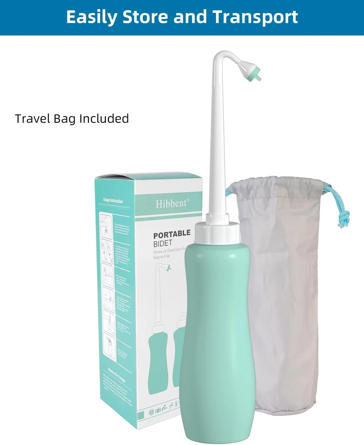 2 Pack Travel Bidet Bottle, Portable Bidet Sprayer Hand held Bidet 650ml for Personal Hygiene Care, On-the-Go Travel Bag Extra Long Pointed Nozzle Spray for Women, Baby and Elderly-Green Bottle