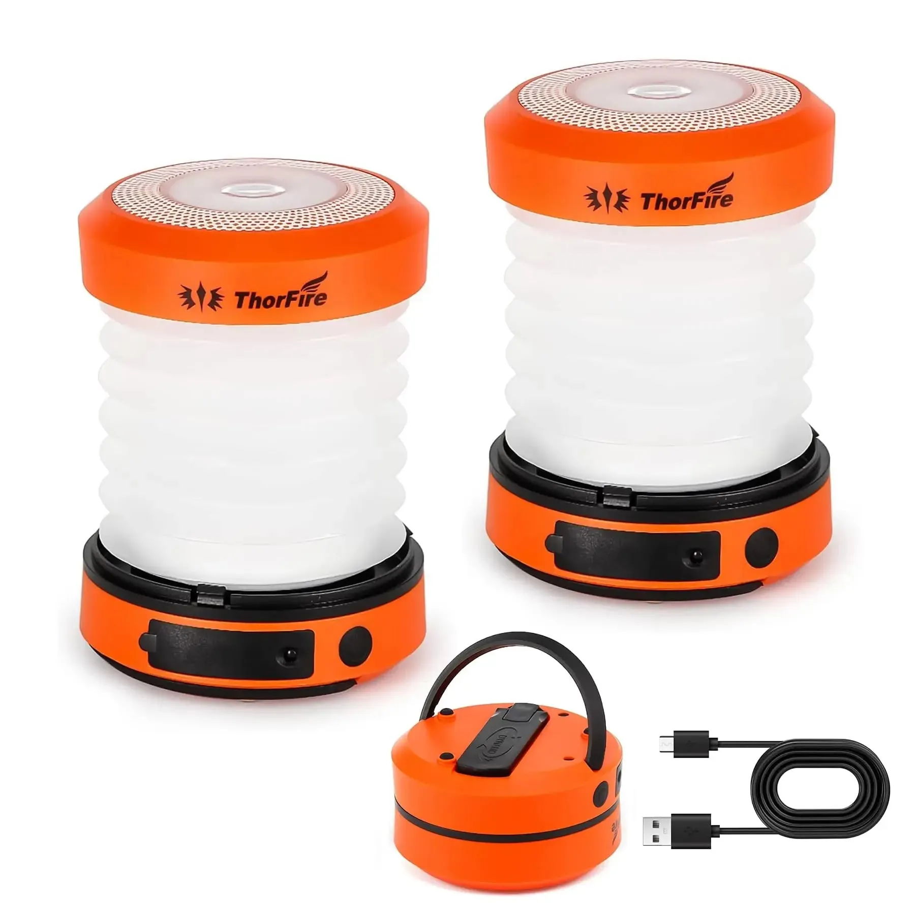 2 PCS Camping Light Solar Rechargable Foldable Portable Lantern Power Bank Waterproof Flashlight Solar Lamp Camp Outdoor