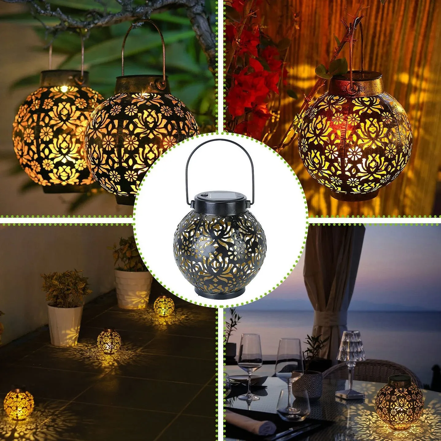 2-Piece: Solar Powered Hanging Lights