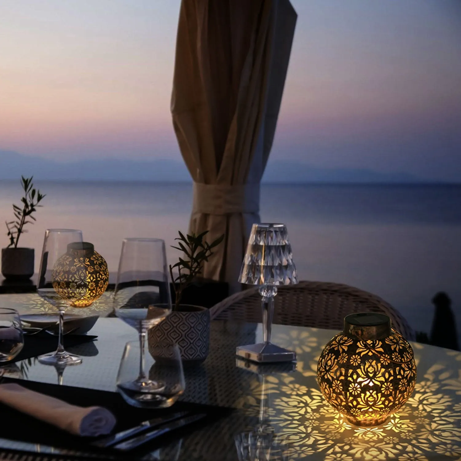 2-Piece: Solar Powered Hanging Lights