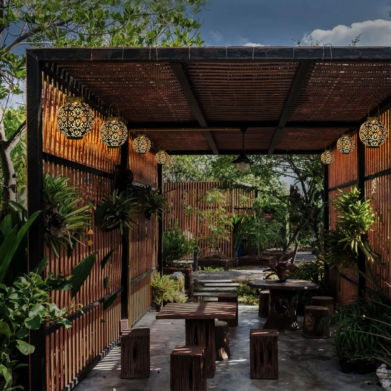 2-Piece: Solar Powered Hanging Lights