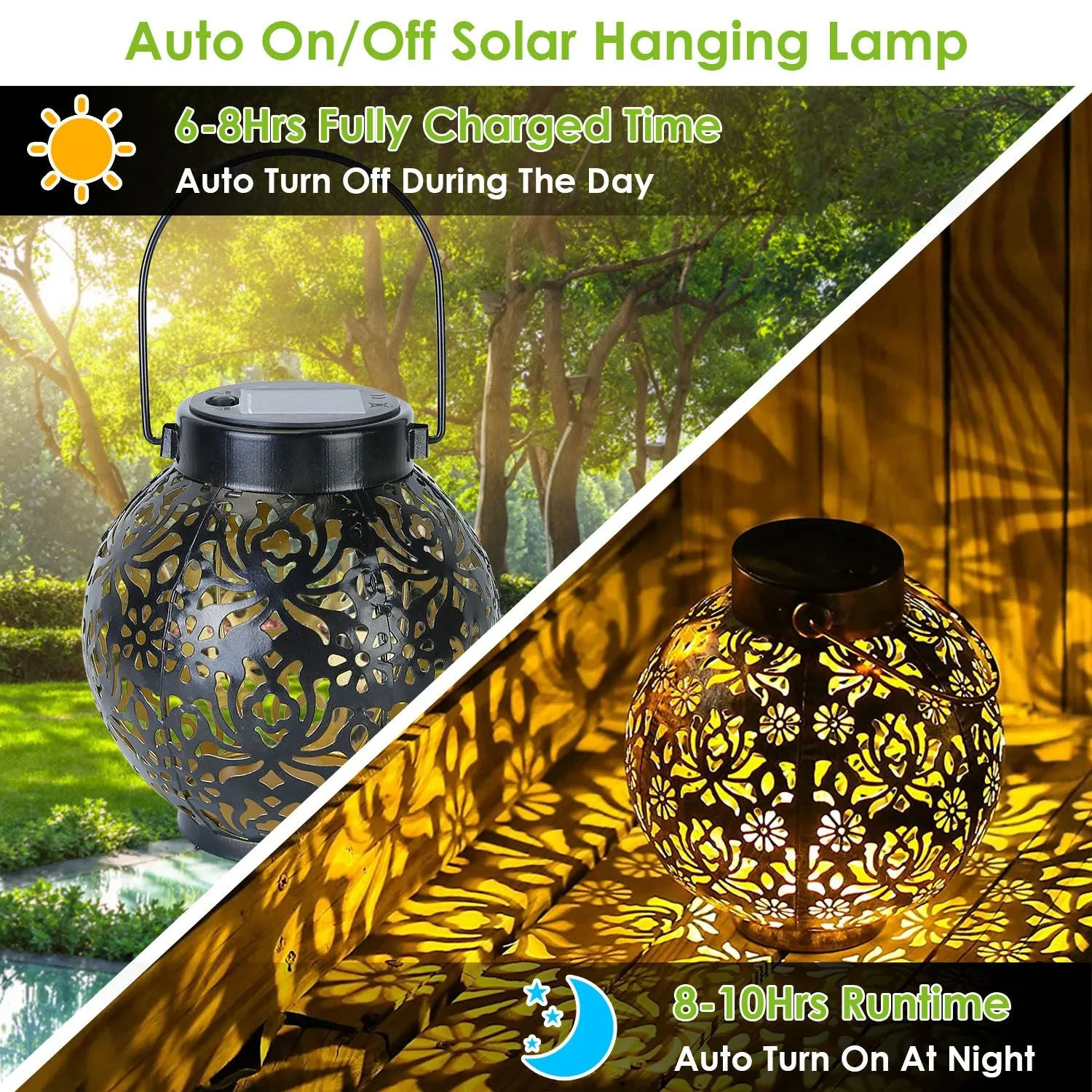 2-Piece: Solar Powered Hanging Lights