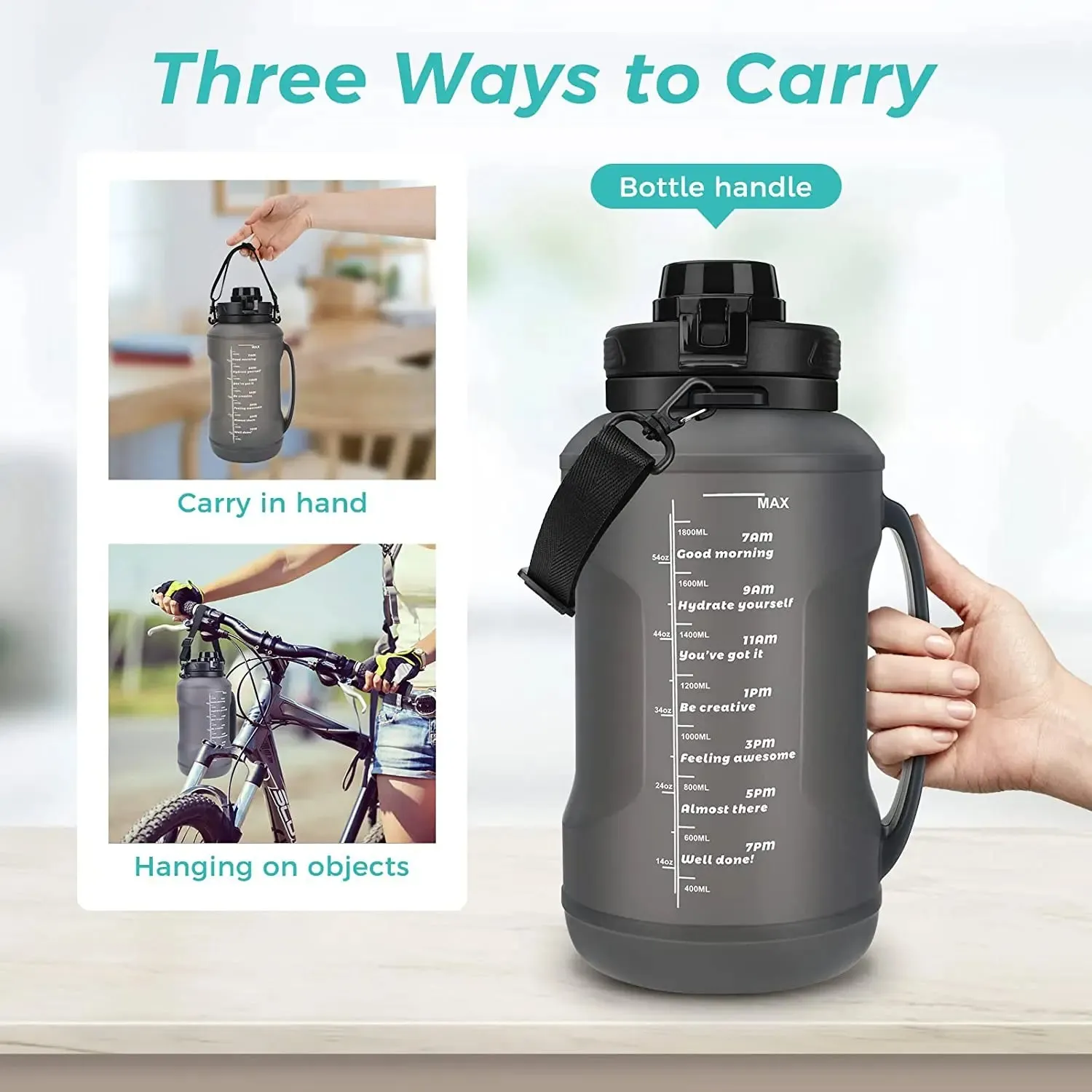 2L Collapsible Silicone Water Bottle with Straw - Large Capacity, Portable Design