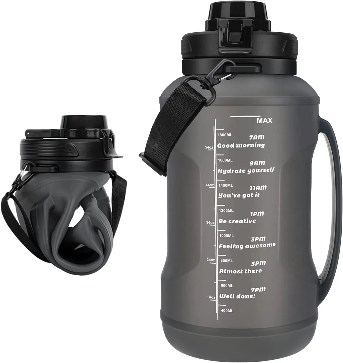 2L Collapsible Silicone Water Bottle with Straw - Large Capacity, Portable Design
