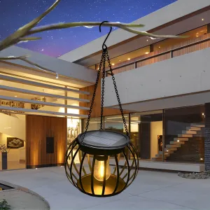 2PCS Black Modern Metal Pumpkin LED Waterproof Solar Outdoor Lanterns