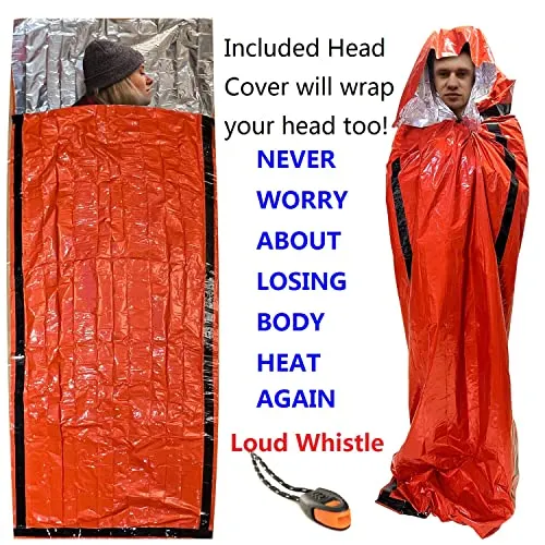 2pcs Emergency Sleeping Bags | Portable Emergency Blanket Survival Gear