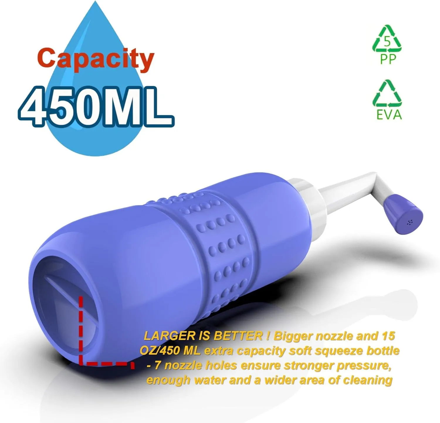 2PCS-Pack Portable Bidet for Toilet - 450ml Travel Bidet - 15oz Handheld Personal Bidet Empty Bottle - Childbirth Cleaner -for Outdoor,Camping,Travling,Driver,Personal Hygiene -with Storage Bag