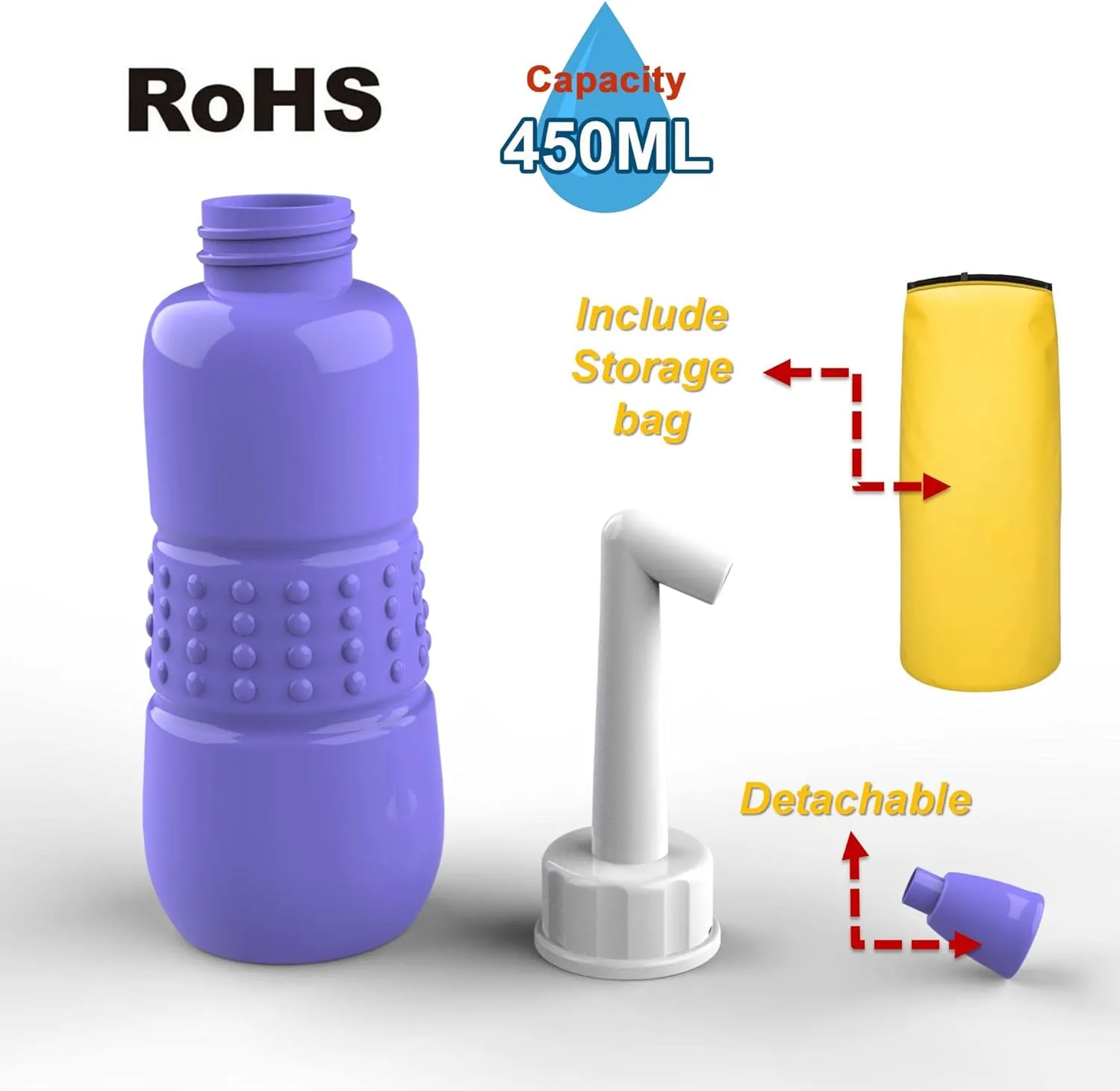 2PCS-Pack Portable Bidet for Toilet - 450ml Travel Bidet - 15oz Handheld Personal Bidet Empty Bottle - Childbirth Cleaner -for Outdoor,Camping,Travling,Driver,Personal Hygiene -with Storage Bag