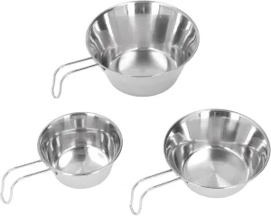 3 PCS Camping Bowls Set - Stainless Steel Portable Picnic Bowl Tableware Mountaineering Bowls Folding Bowl Set Mug Bowls for Outdoor