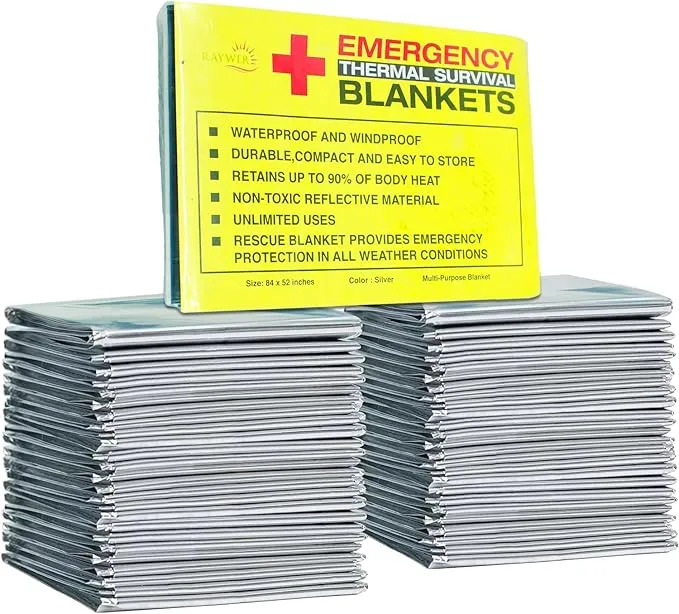 (4 Pack Emergency Thermal Survival Blankets, Mylar Blankets for Outdoor, Camping, Hiking, Survival, Large Silver Thermal Sheets, Heavy Duty Gear (4 pcs, Size 84x52)