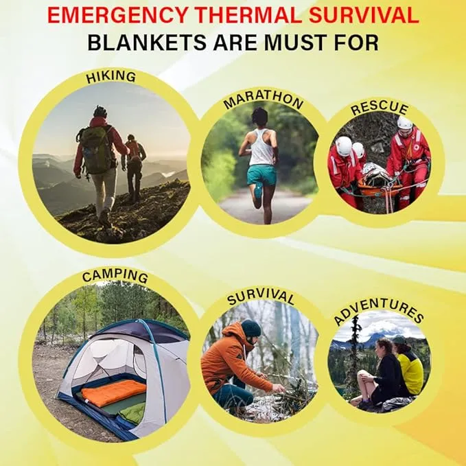 (4 Pack Emergency Thermal Survival Blankets, Mylar Blankets for Outdoor, Camping, Hiking, Survival, Large Silver Thermal Sheets, Heavy Duty Gear (4 pcs, Size 84x52)