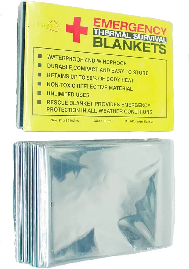 (4 Pack Emergency Thermal Survival Blankets, Mylar Blankets for Outdoor, Camping, Hiking, Survival, Large Silver Thermal Sheets, Heavy Duty Gear (4 pcs, Size 84x52)