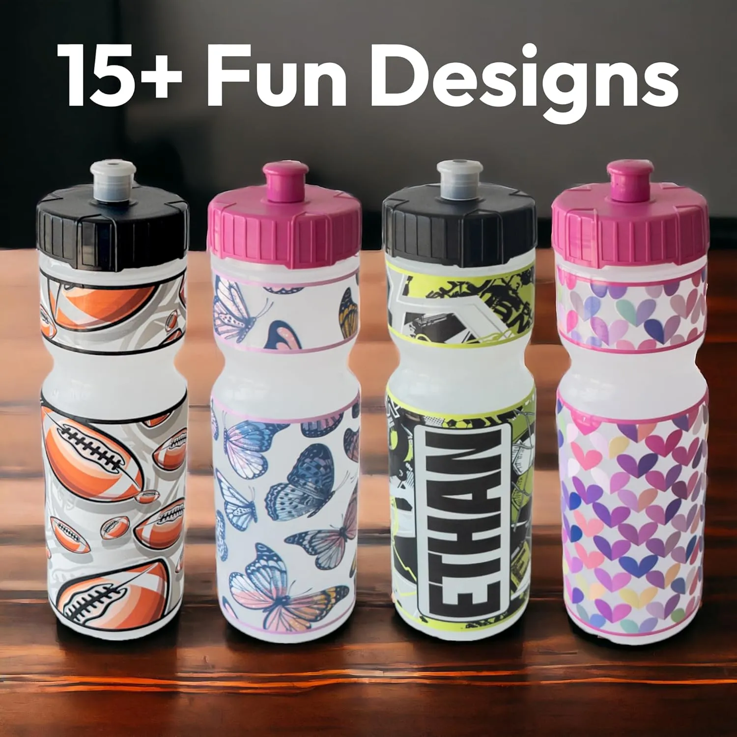 50 Strong 22oz Kids Personalized Baseball Squeeze Water Bottle – BPA-Free with Pull Top Cap – Durable & Reusable for School, Boys & Girls – Made in USA – Custom Name, Team or Number
