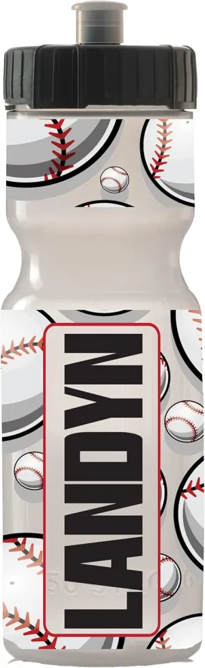 50 Strong 22oz Kids Personalized Baseball Squeeze Water Bottle – BPA-Free with Pull Top Cap – Durable & Reusable for School, Boys & Girls – Made in USA – Custom Name, Team or Number