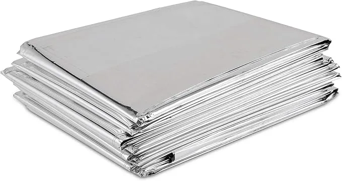 6 Pack Emergency Mylar Thermal Blankets. Space Blanket Survival rescue insulating reflective foil kit Camping Blanket Outdoors Hiking Survival Bug Out Bag car marathons first aid cold/heat (aluminum)