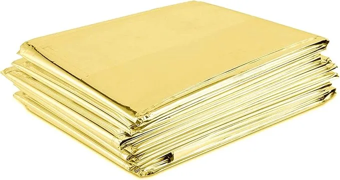 6 Pack Emergency Mylar Thermal Blankets. Space Blanket Survival rescue insulating reflective foil kit Camping Blanket Outdoors Hiking Survival Bug Out Bag car marathons first aid cold/heat (gold)