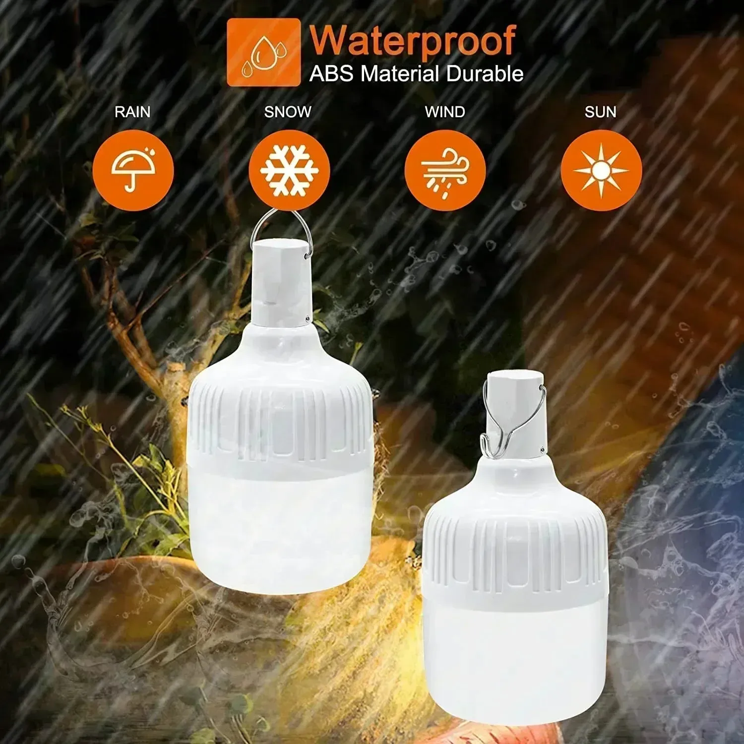 60W USB Rechargeable LED Emergency Light Bulb: Portable Lantern for Outdoor Camping and Hiking