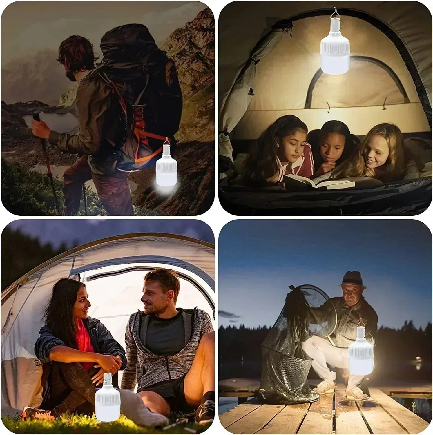 60W USB Rechargeable LED Emergency Light Bulb: Portable Lantern for Outdoor Camping and Hiking