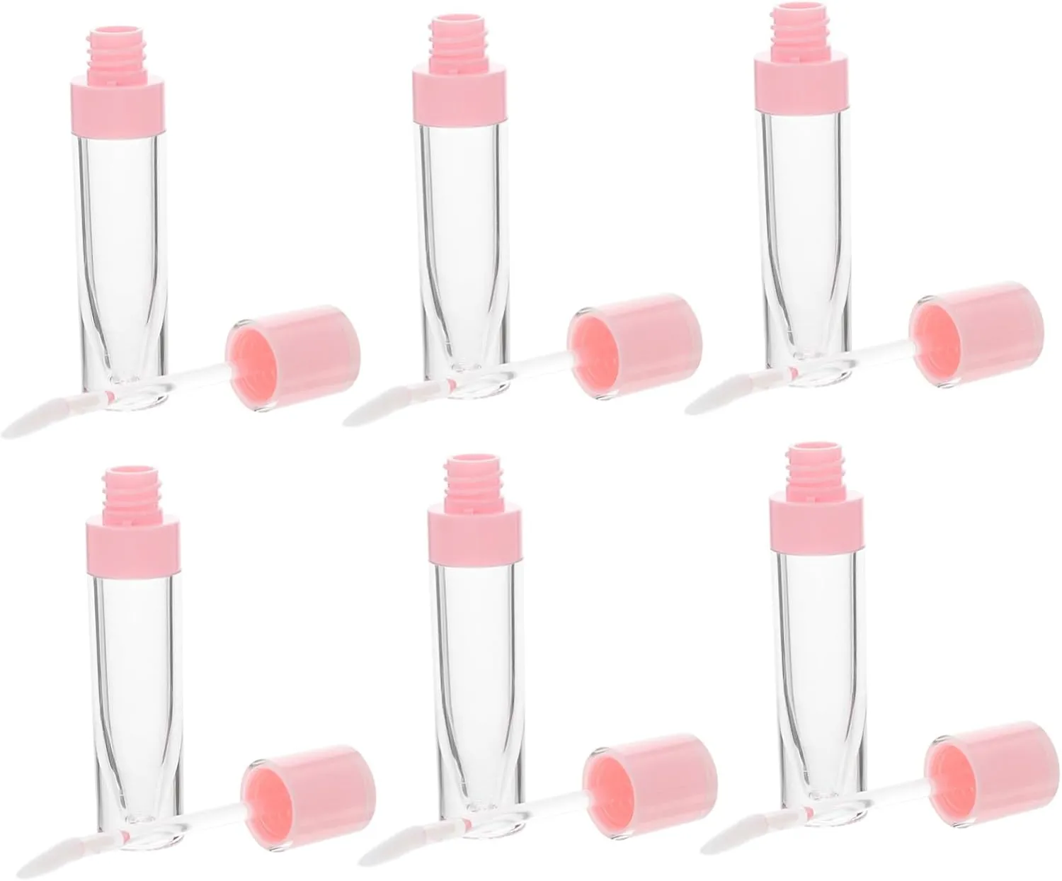 6pcs Empty Tube of Round Lip Glaze Squeeze with Lip Gloss Moisturizing Matte Tubes Balm Tint Lip Oil Bottles Lip Color Containers Refillable Bottles Lipstick Bottle Pink Plastic