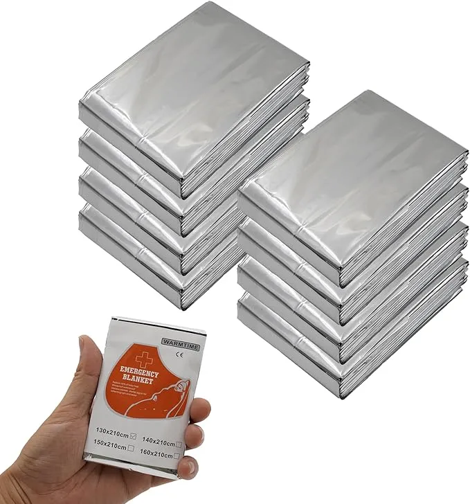 8 PCS Emergency Insulation Blanket,Survival Camping Blanket,Emergency Foil Blanket,Independent Packaging,Suitable for Marathons, Outdoor Travel, Hiking, Emergency Survival Or First Aid