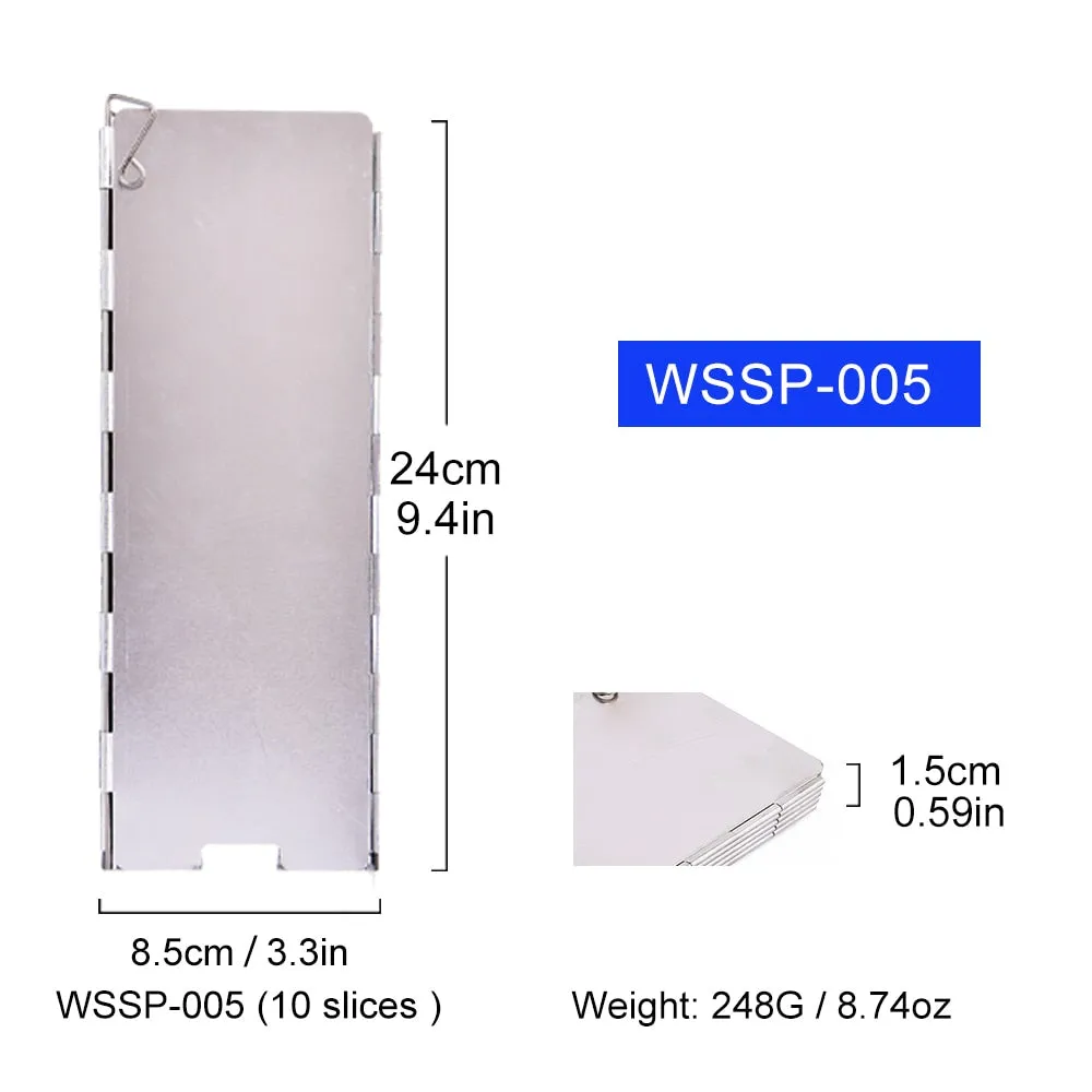9/10 Plates Stove Wind Shield Folding Outdoor Picnic BBQ Gas Burner Windproof Screen Guard