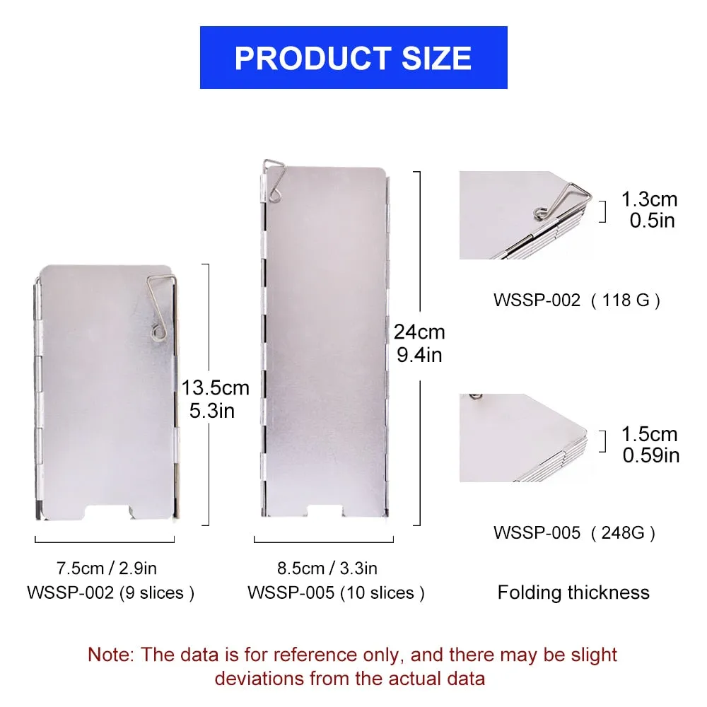 9/10 Plates Stove Wind Shield Folding Outdoor Picnic BBQ Gas Burner Windproof Screen Guard