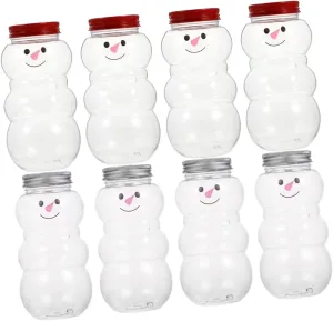 Adorable Snowman Container 8 Pc Christmas Snowman Juice Bottles for Boys and Girls Adults