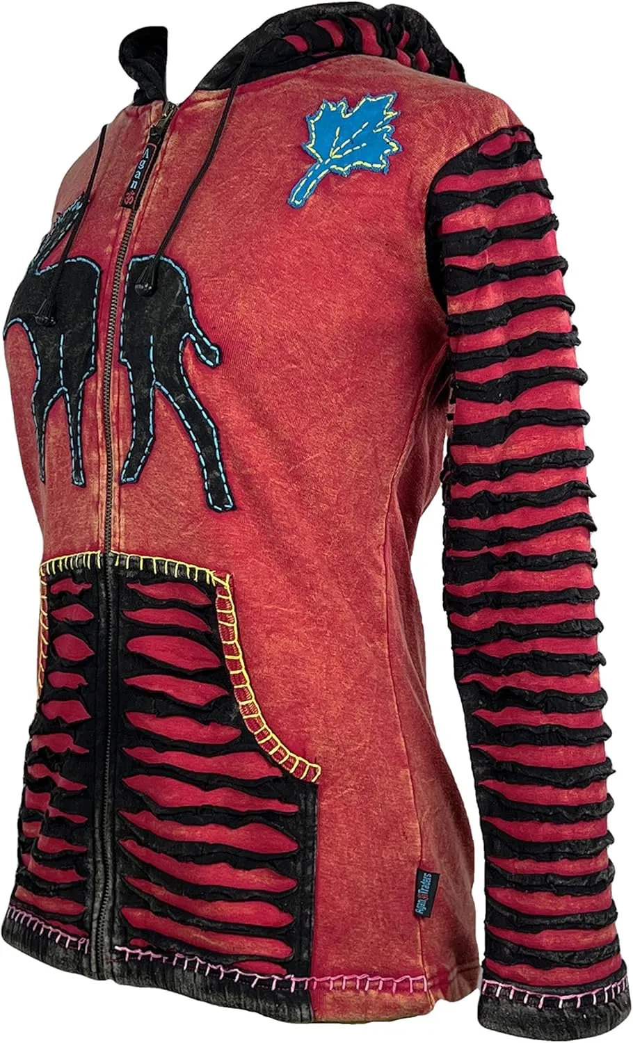 Agan Traders 2025 Spring Patch Funky Fleece Insulated Bohemian Outwear Winter Jacket