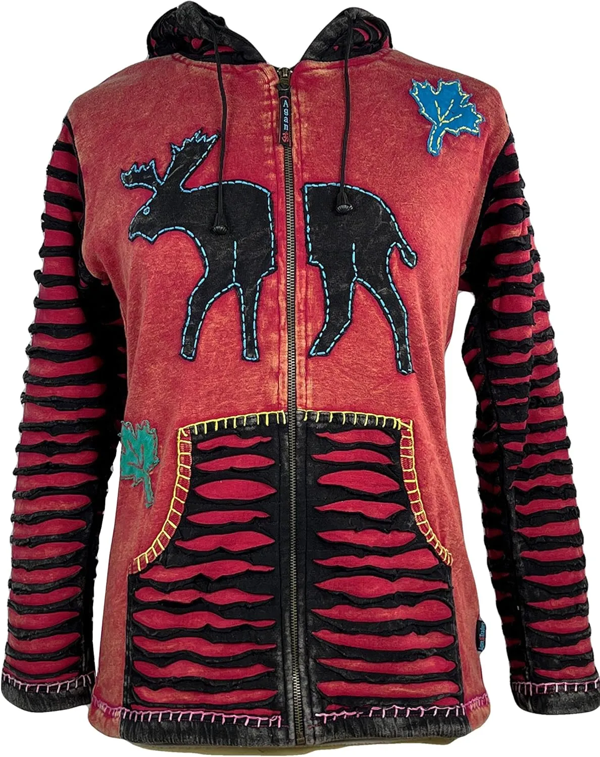 Agan Traders 2025 Spring Patch Funky Fleece Insulated Bohemian Outwear Winter Jacket