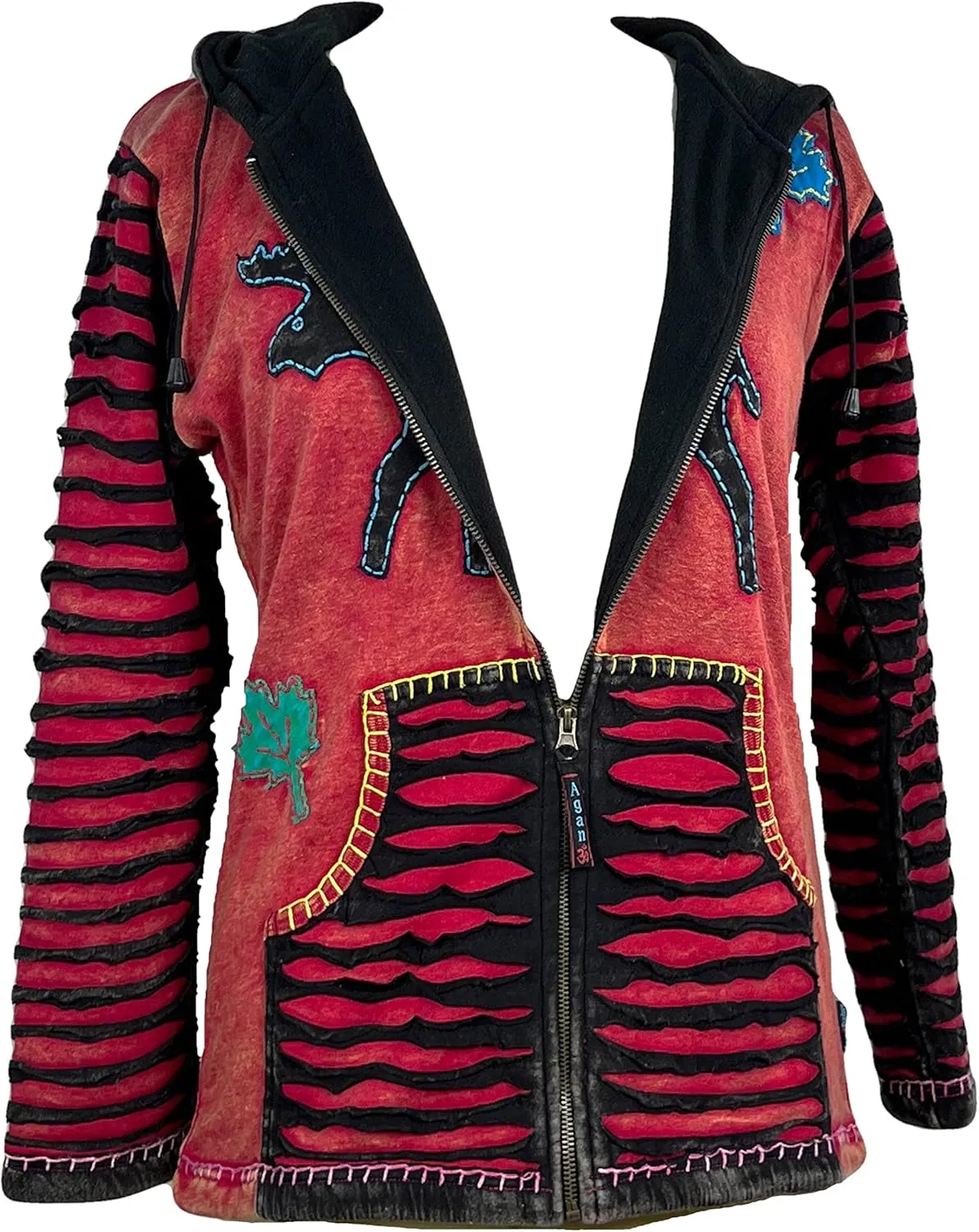 Agan Traders 2025 Spring Patch Funky Fleece Insulated Bohemian Outwear Winter Jacket