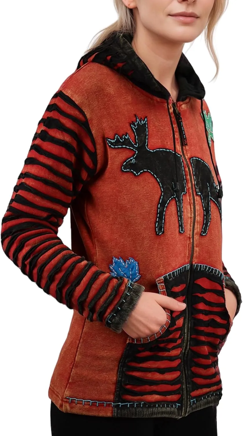 Agan Traders 2025 Spring Patch Funky Fleece Insulated Bohemian Outwear Winter Jacket